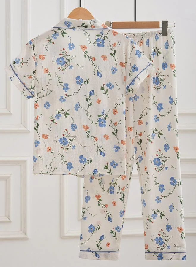 Take Two Women Floral Print Shirt and Pyjama Set